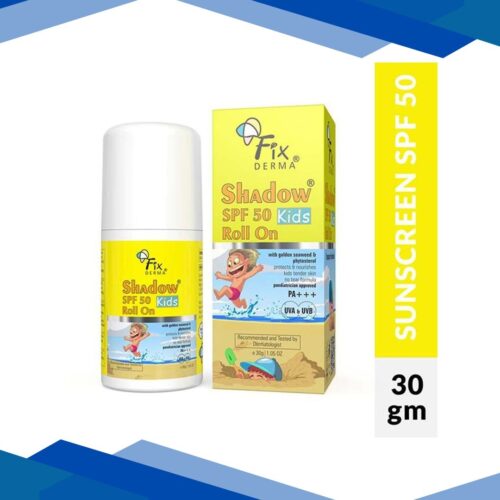 Fixderma Shadow Kids Roll On Sunscreen for Kids SPF 50 with Golden Seaweed & Phytosterol (30g)