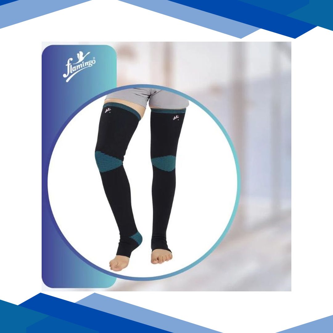 Flamingo Premium Varicose Vein Stockings (OC2070) (XXXL) – Black & Tourquise 1’s