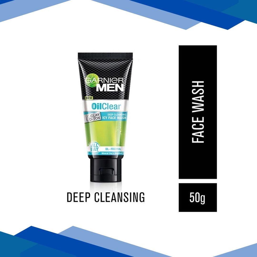 Garnier Men Oil Clear Deep Cleansing Icy Face Wash – Clay D-Tox 50 gm