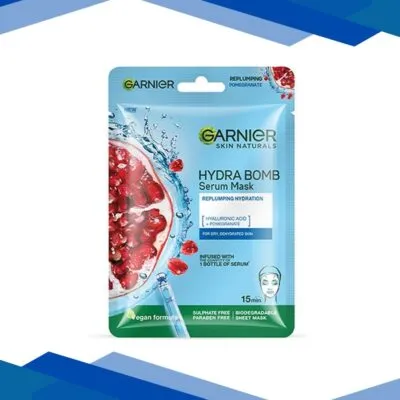 Garnier Skin Naturals, Hydra Bomb, Serum Mask Replumping Pomegranate For Dry , Dehydrated Skin 28gm