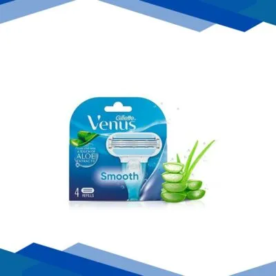 Gillette Venus Smooth Glidestrip With A Touch Of Aloe Extracts Cartridges – 4 Pieces Aloe Vera Extract