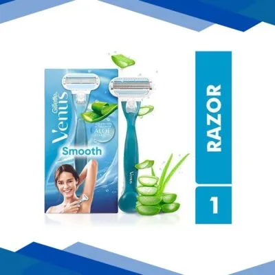 Gillette Venus Smooth Hair Removal Razor – Aloe Extract (For Woman)