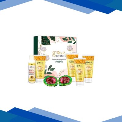 Globus Naturals De-Tan Diwali Glow Gift Box -Face Wash 100gm, Face Scrub 100gm, Face Cream 100gm, Face Pack 100gm, and Sunscreen Lotion 100ml 1’s