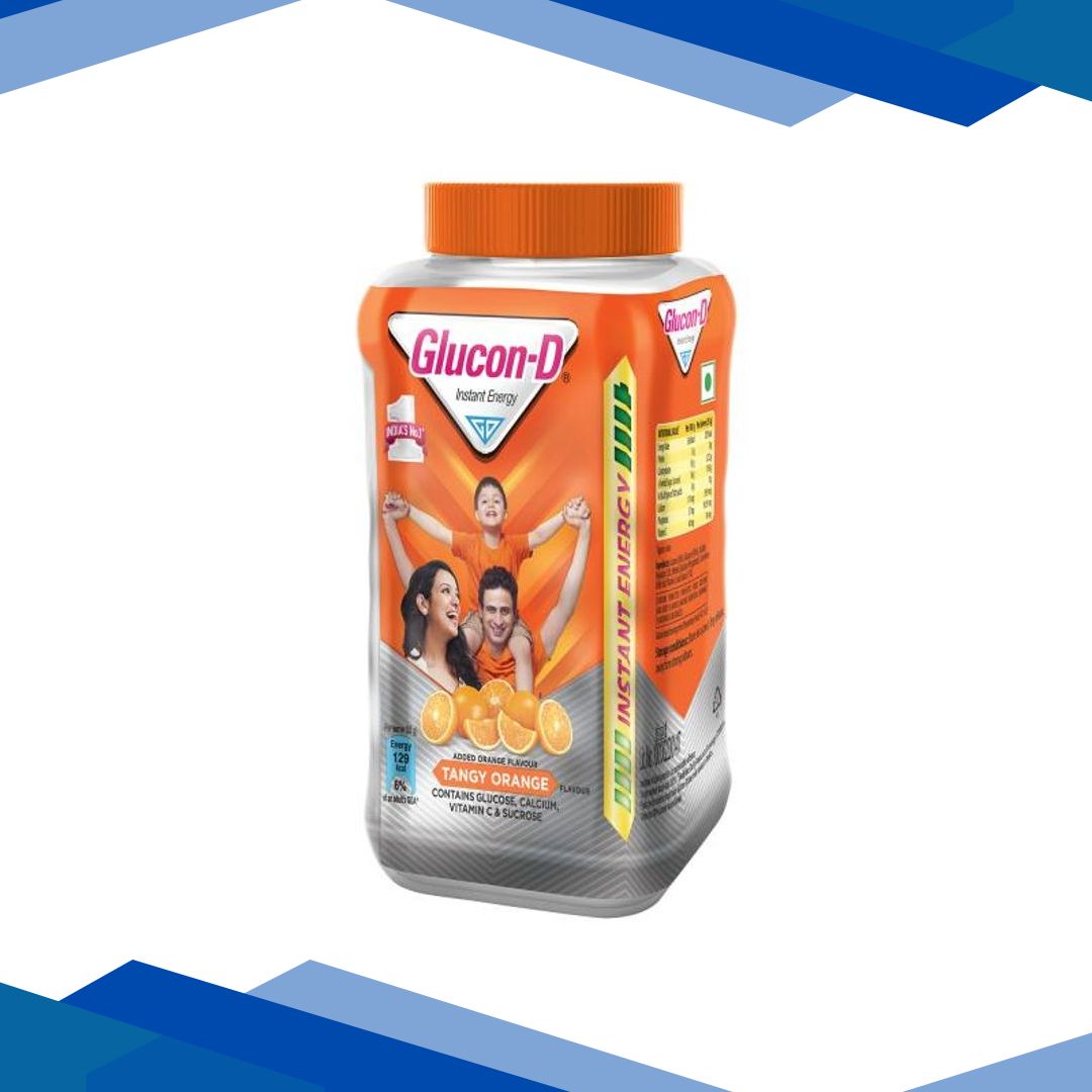 Glucon-D Instant Energy Powder – Tangy Orange (Jar) 400 gm