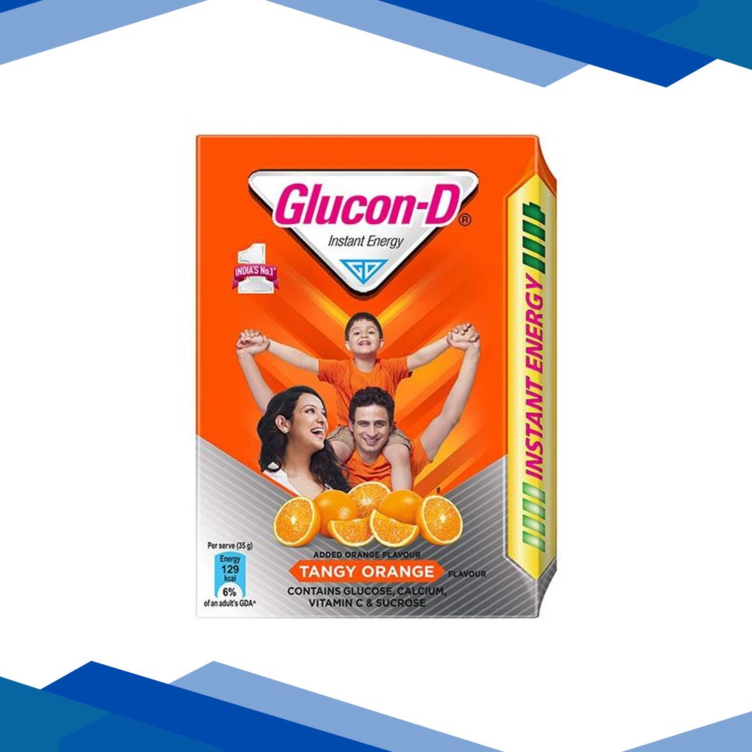 Glucon-D Instant Energy Powder – Tangy Orange (Refill) 200 gm (se)