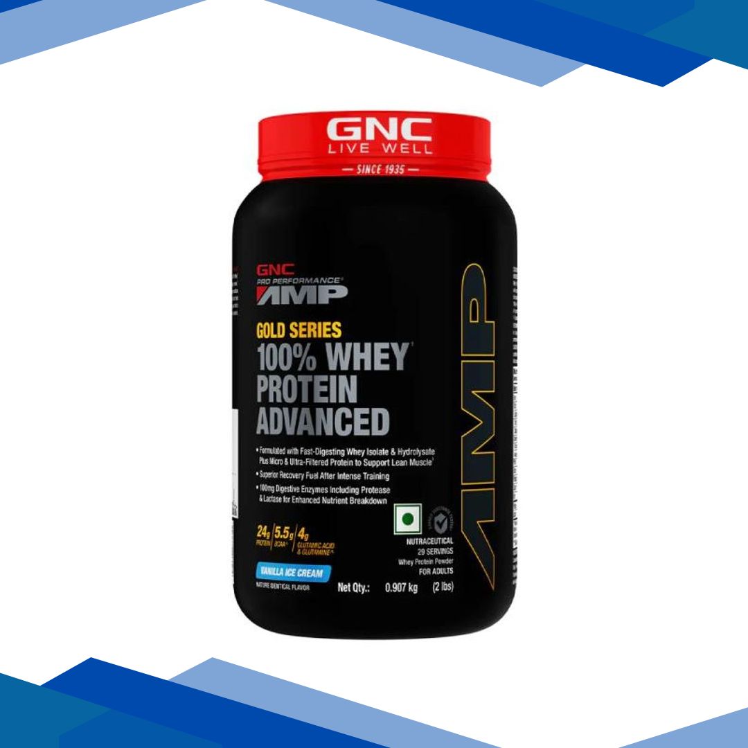 GNC AMP Gold Series 100% Whey Protein Advanced Powder – Vanilla Ice Cream 0.907 kg