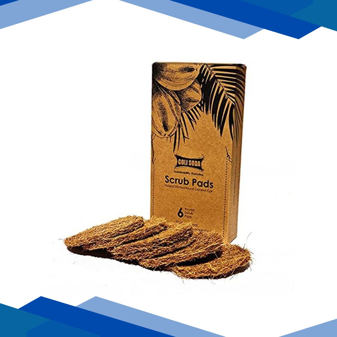 Goli Soda Natural Coconut Coir Round Stitched Dishwashing Scrub Pads 6’s