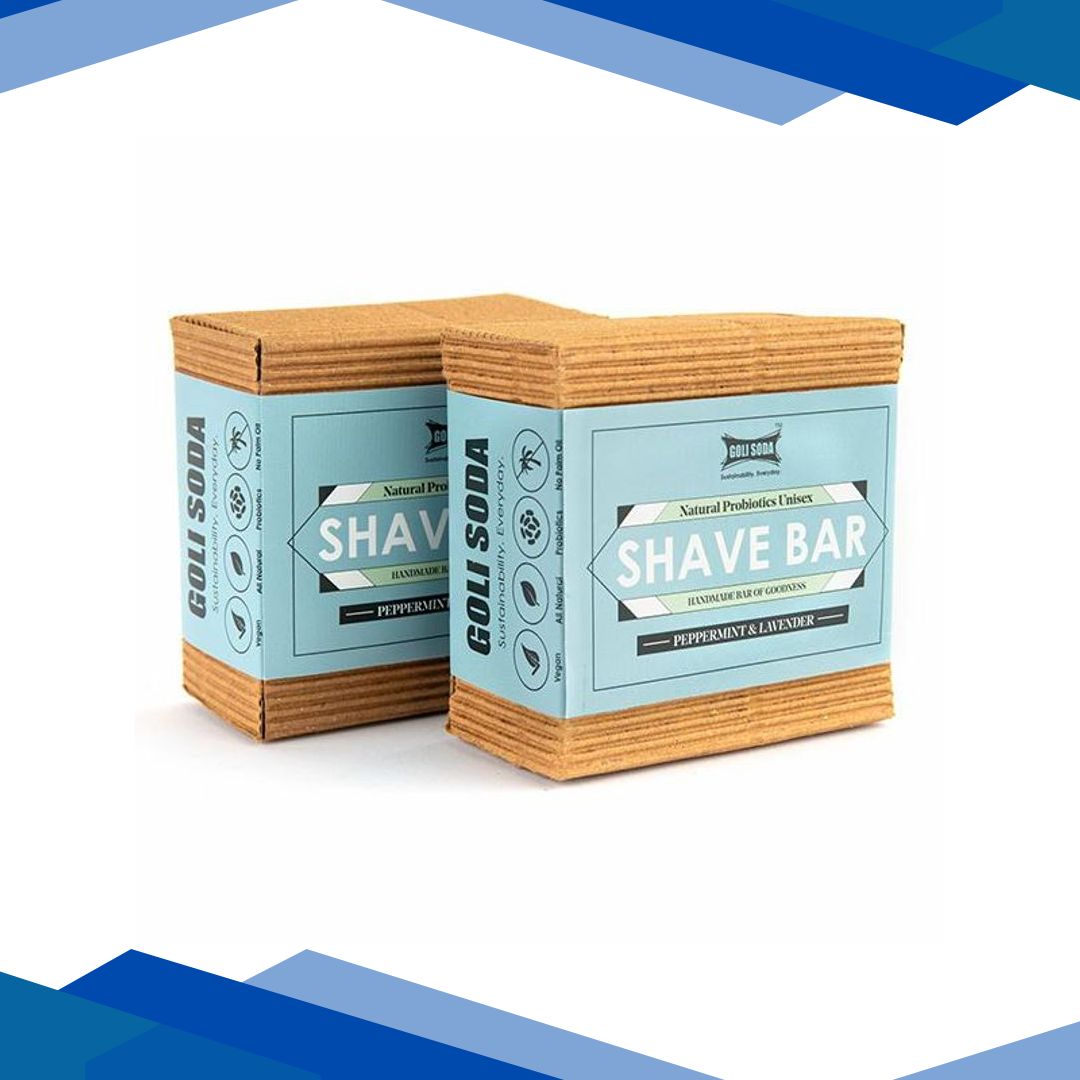 Goli Soda Natural Probiotic Unisex Shave Bar – Peppermint & Lavender (Pack of 2 x 90 gm)