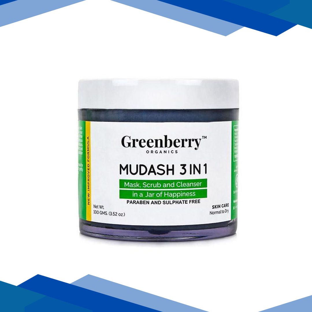 Greenberry Organics Mudash 3-in-1 Mask, Scrub & Cleanser 100 gm