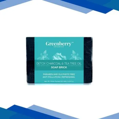 Greenberry Organics Soap Brick – Detox Charcoal & Tea Tree Oil 150 gm