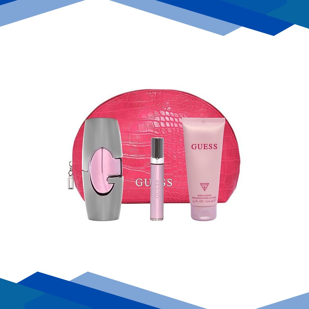 Guess For Women Set (Eau De Parfum 75Ml + Travel Spray 15Ml + Body Lotion 100Ml + Pouch) 1’s