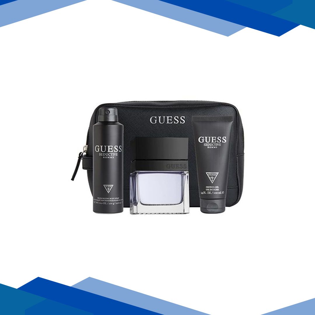 Guess Seductive Homme Gift Set (Eau de Toilette 100ml + Shower Gel 100ml + Body Spray 170g + Pouch) 1’s