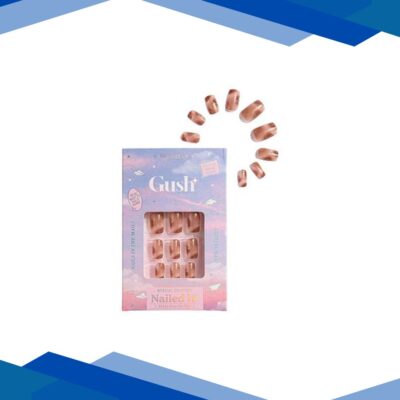 Gush Beauty Nailed It Reusable Luxury Press On Nails With Application Kit Brown Cat Eye – Small to Medium Squoval 1’s
