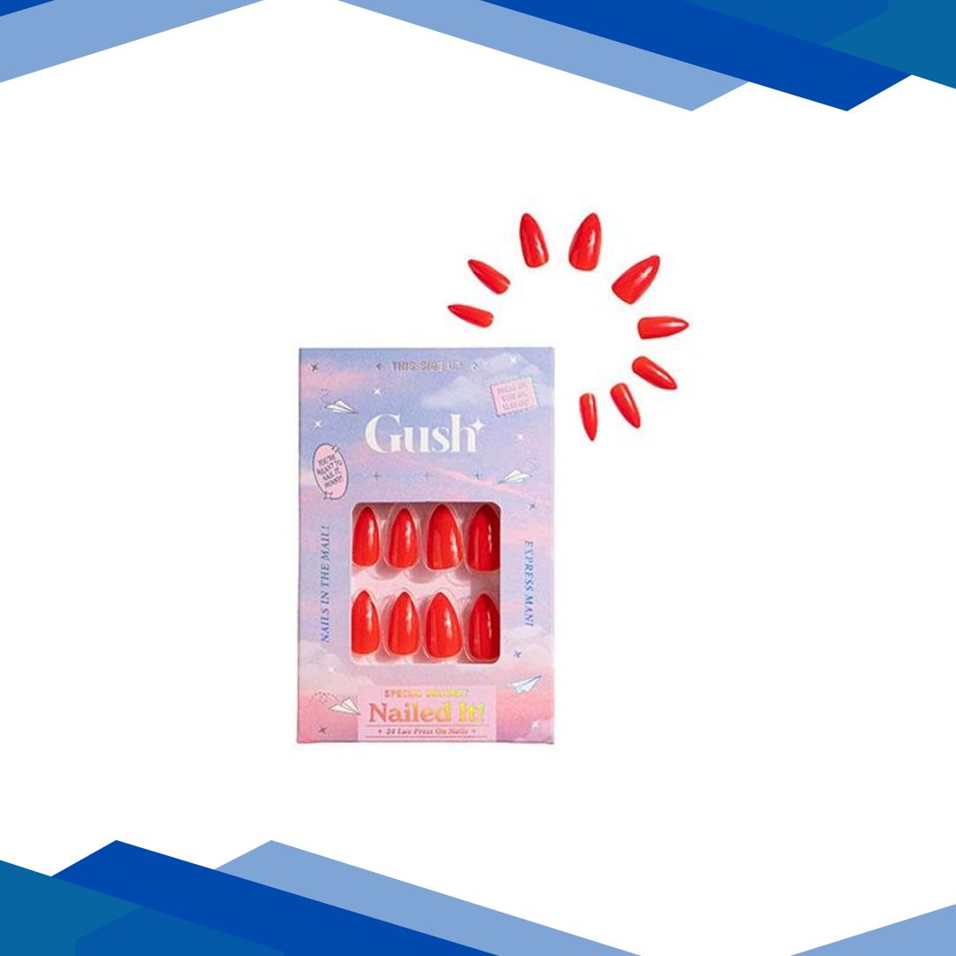 Gush Beauty Nailed It Reusable Luxury Press On Nails With Application Kit Candy Apple Red – Medium Almond 1’s