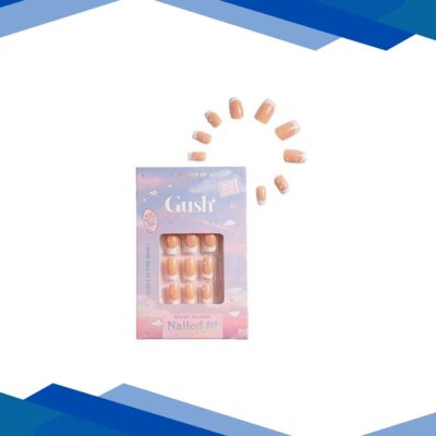 Gush Beauty Nailed It Reusable Luxury Press On Nails With Application Kit French Gems – Medium Square 1’s
