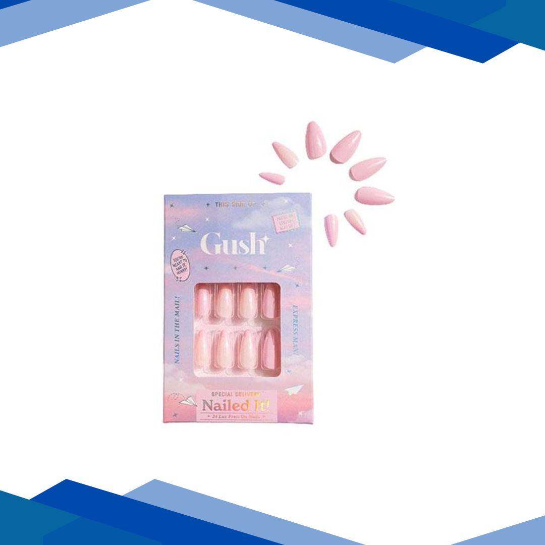 Gush Beauty Nailed It Reusable Luxury Press On Nails With Application Kit French Pink Tips – Medium Almond 1’s
