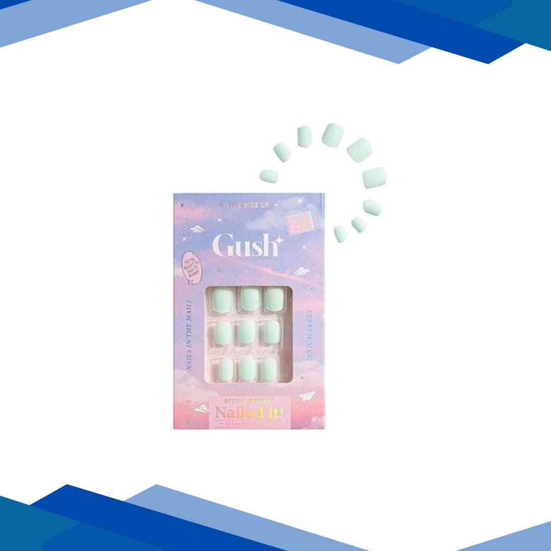 Gush Beauty Nailed It Reusable Luxury Press On Nails With Application Kit Mint Green – Medium Almond 1’s