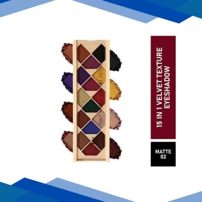 Half N Half 15 In 1 Velvet Texture Eyeshadow, Highly Pigmented, Easy To Blend, Long Lasting Versatile Look Multicolor Matte Palette-02 12 gm
