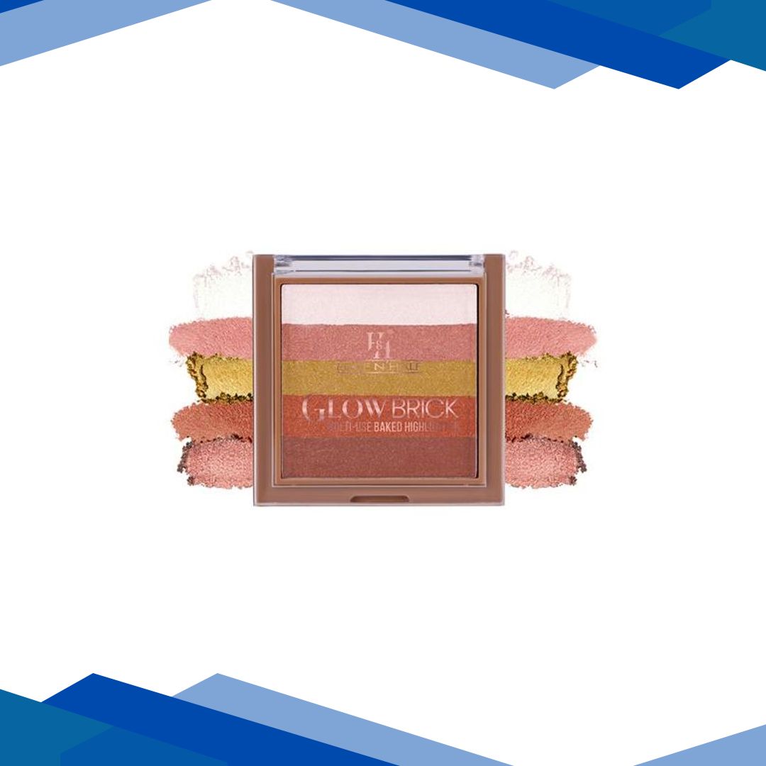 Half N Half Glow Brick Multi-Use Baked Highlighter with 5 Highlighting Shades, Golden Oak 06 7.5 g