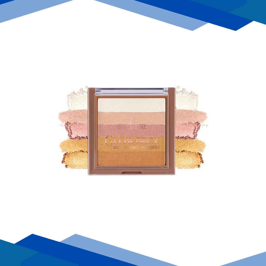 Half N Half Glow Brick Multi-Use Baked Highlighter with 5 Highlighting Shades, Sun-Kissed 04 7.5 g
