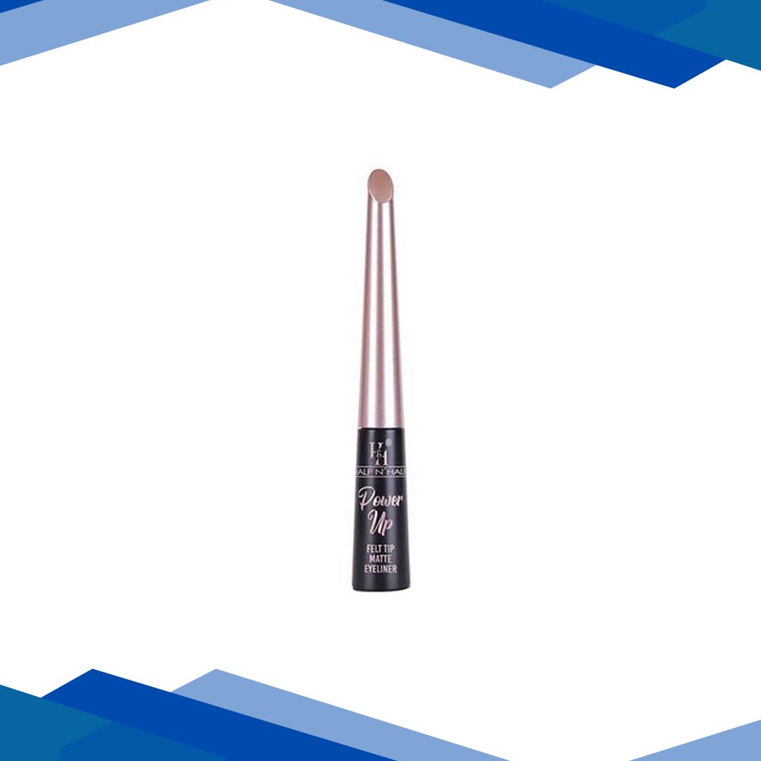Half N Half Power Up Felt Tip Matte Eyeliner, 24H Long Lasting- Supreme Black 4.8 ml