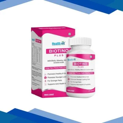 Healthvit Biotino Plus With Biotin, Vitamins, Minerals & Amino acids for Longer Hair, Glowing Skin & Thicker Nails- Tablets 60’s