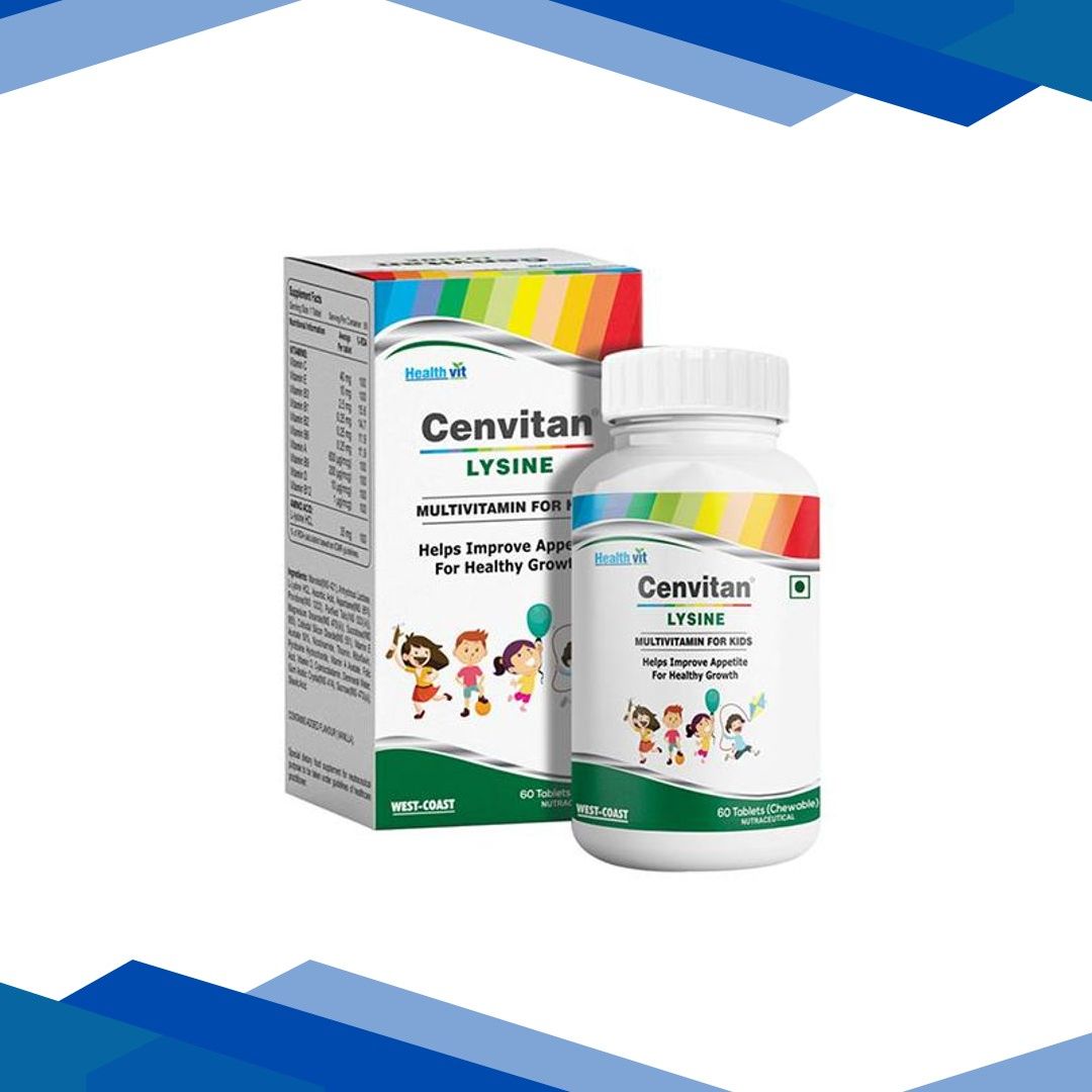 Healthvit Cenvitan Lysine Multivitamin for Kids Helps Improve Appetite for Healthy Growth- Tablets 60’s