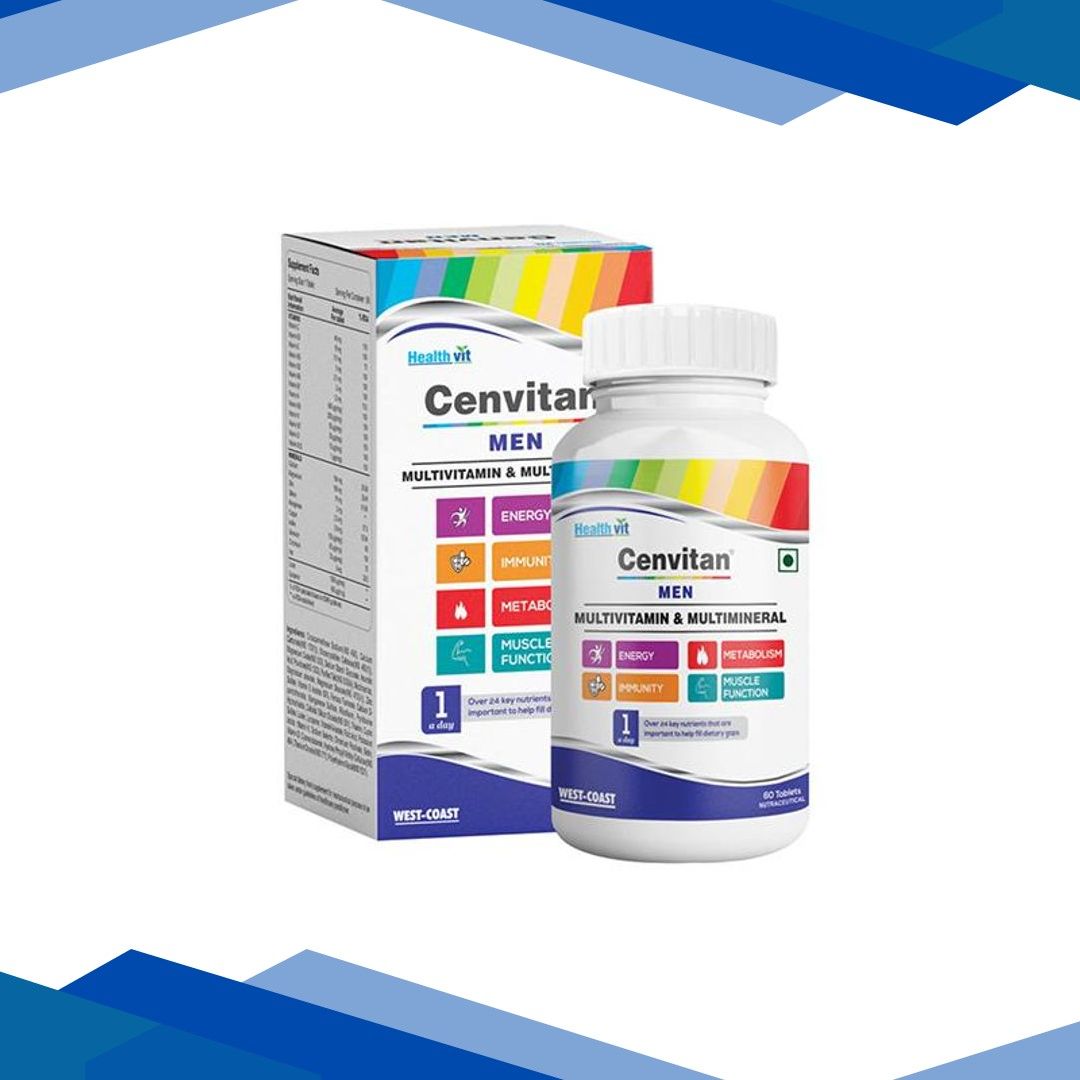 Healthvit Cenvitan Men Multivitamin & Multimineral for Energy, Metabolism, Immunity and Muscle Function – Tablets 60’s