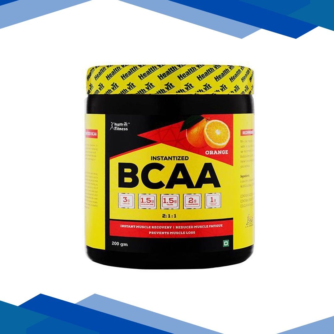 HealthVit Fitness BCAA Powder – Orange Flavour 200 gm