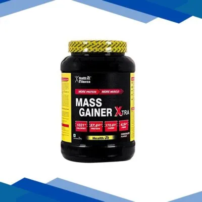 Healthvit Fitness Mass Gainer Xtra with Vitamins and Minerals Chocolate Flavour 2kg / 4.4 lbs 2000 gm