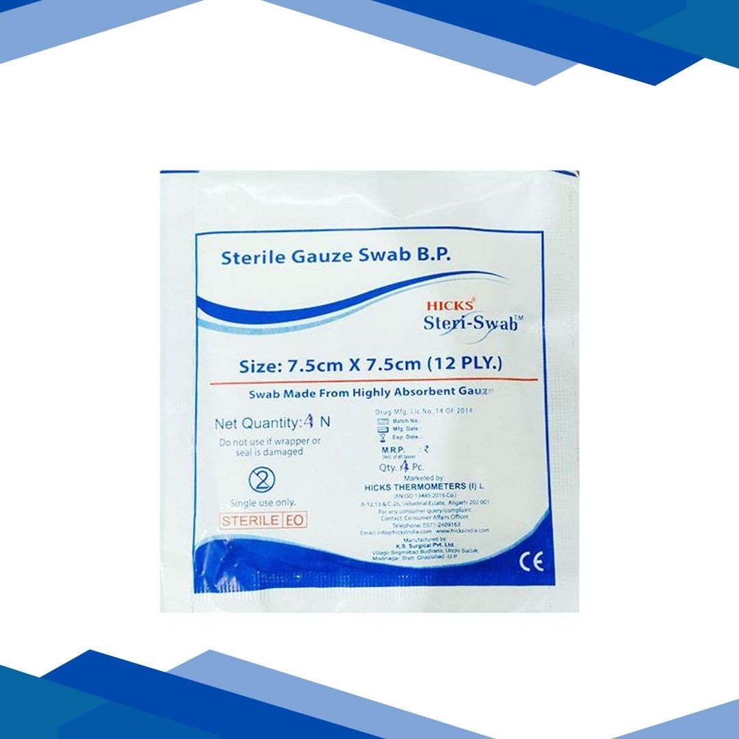Hicks Steriswab Sterile Gauze Swab (7.5 cm x 7.5 cm x 12 Ply) 1’s