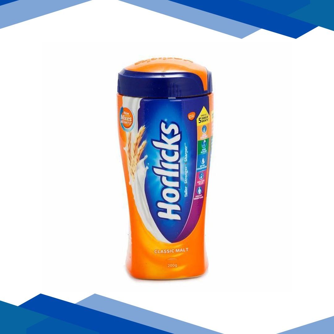 Horlicks Health Drink Powder – Classic Malt Flavour 200 gm (Pet Jar)