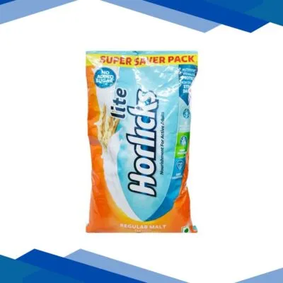 Horlicks Lite No Added Sugar Health Drink Powder – Regular Malt (Refill Pack) 450 gm