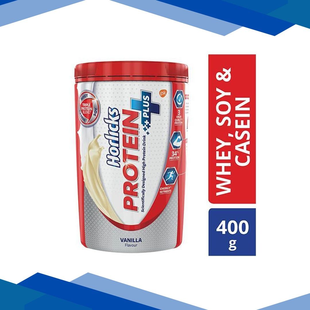Horlicks Protein Plus Powder – Vanilla Flavour 400 gm (Pet Jar)