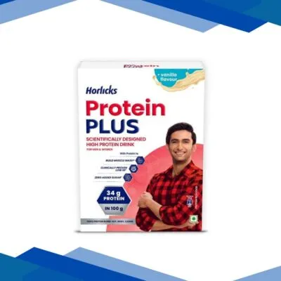 Horlicks Protein Plus Powder – Vanilla Flavour 400 gm (Refill Pack)