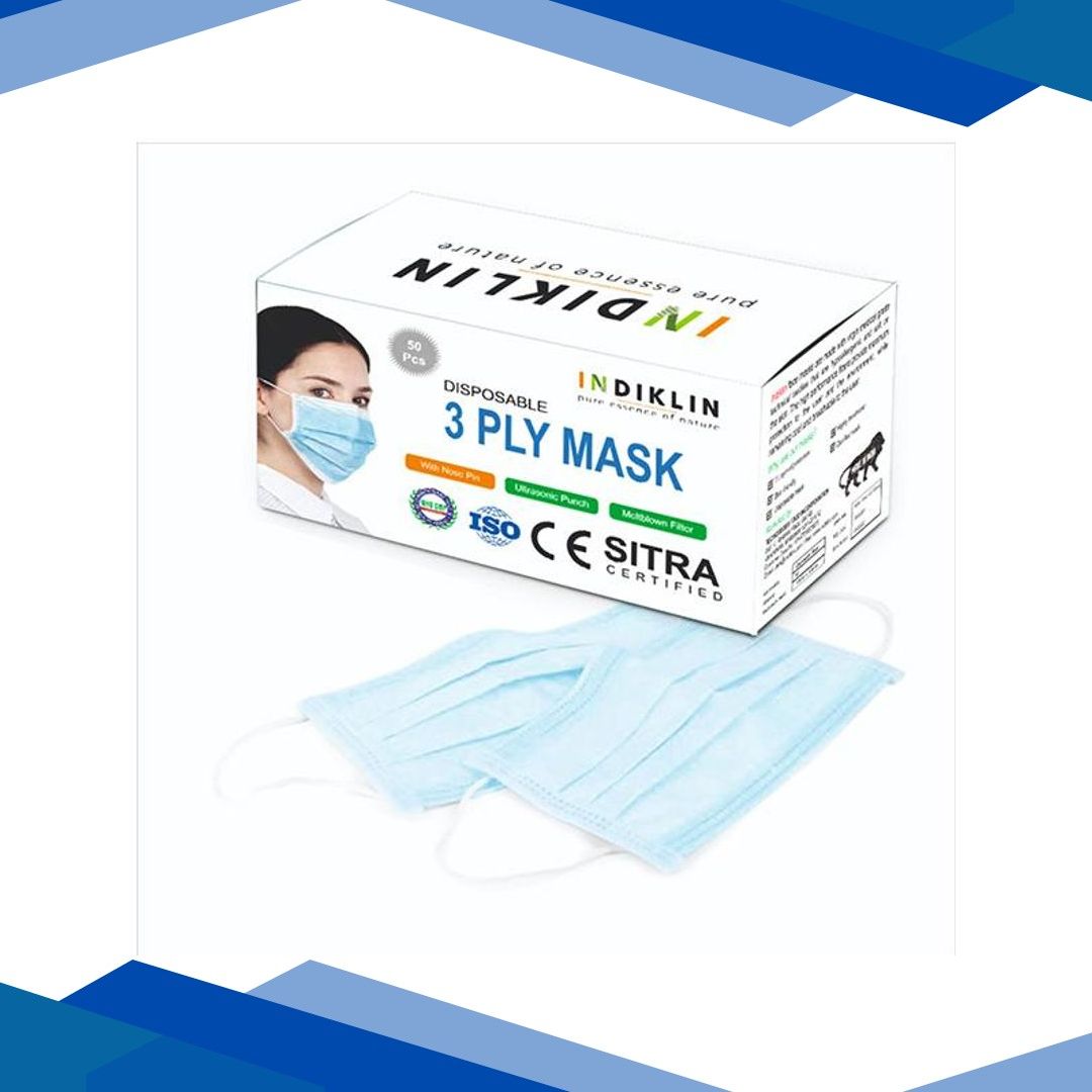 Indiklin 3Ply Face Mask 50’s