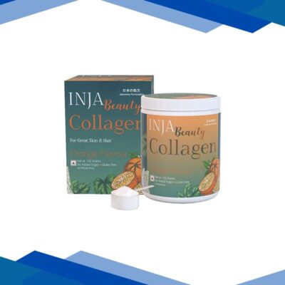 Inja Wellness Beauty Collagen For Skin, Hair & Nails, With Vit C, Glutathione,Biotin & More – Orange Flavour 125 gm