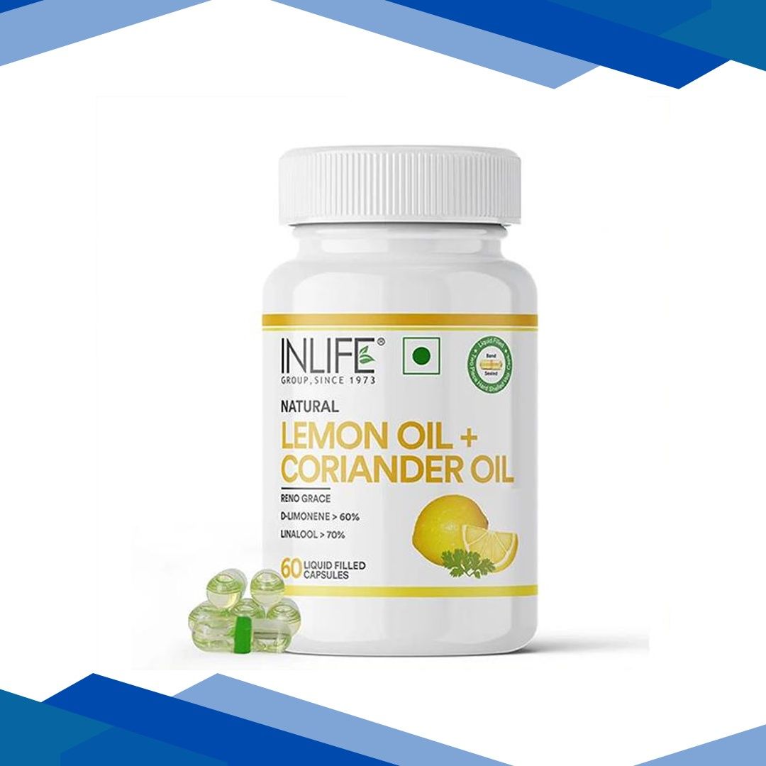 INLIFE Natural Lemon Coriander Oil Veg Capsules 60’s