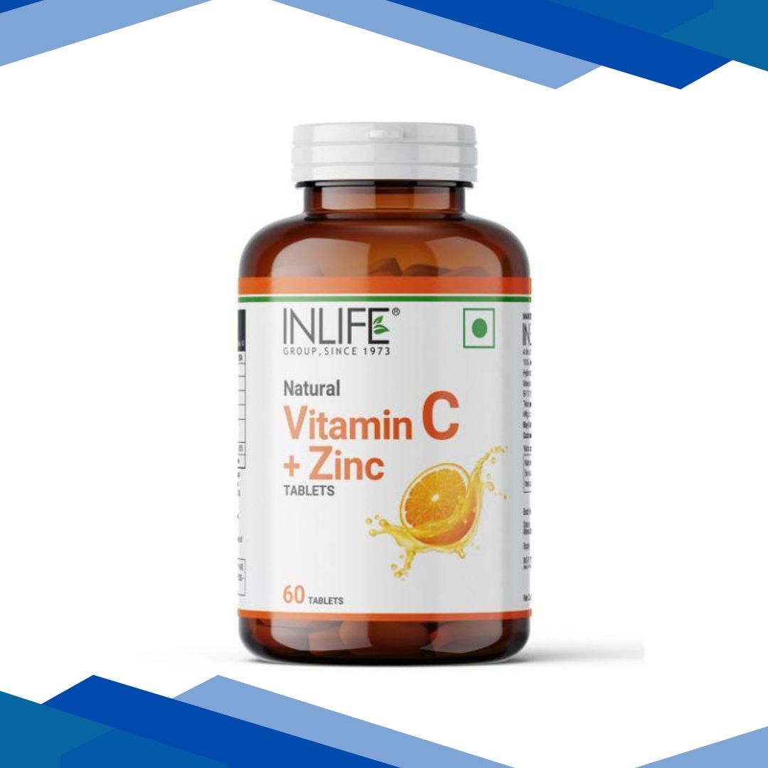 Inlife Natural Vitamin C + Zinc 1000 mg Tablet – Orange Flavour 60’s