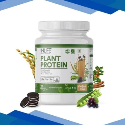 INLIFE Plant Protein Powder – Cookies & Cream 1 kg