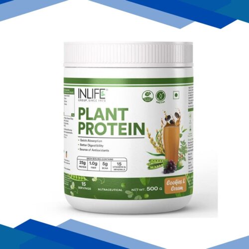 Inlife Plant Protein Powder – Cookies & Cream 500 gm