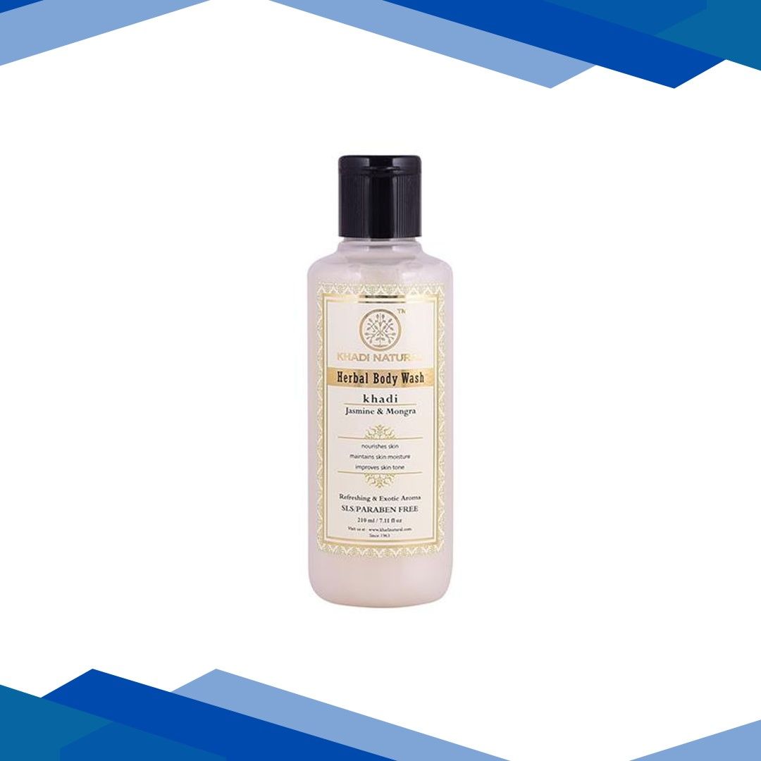 Khadi Natural Herbal Body Wash (SLS & Paraben Free) – Jasmine & Mongra 210 ml