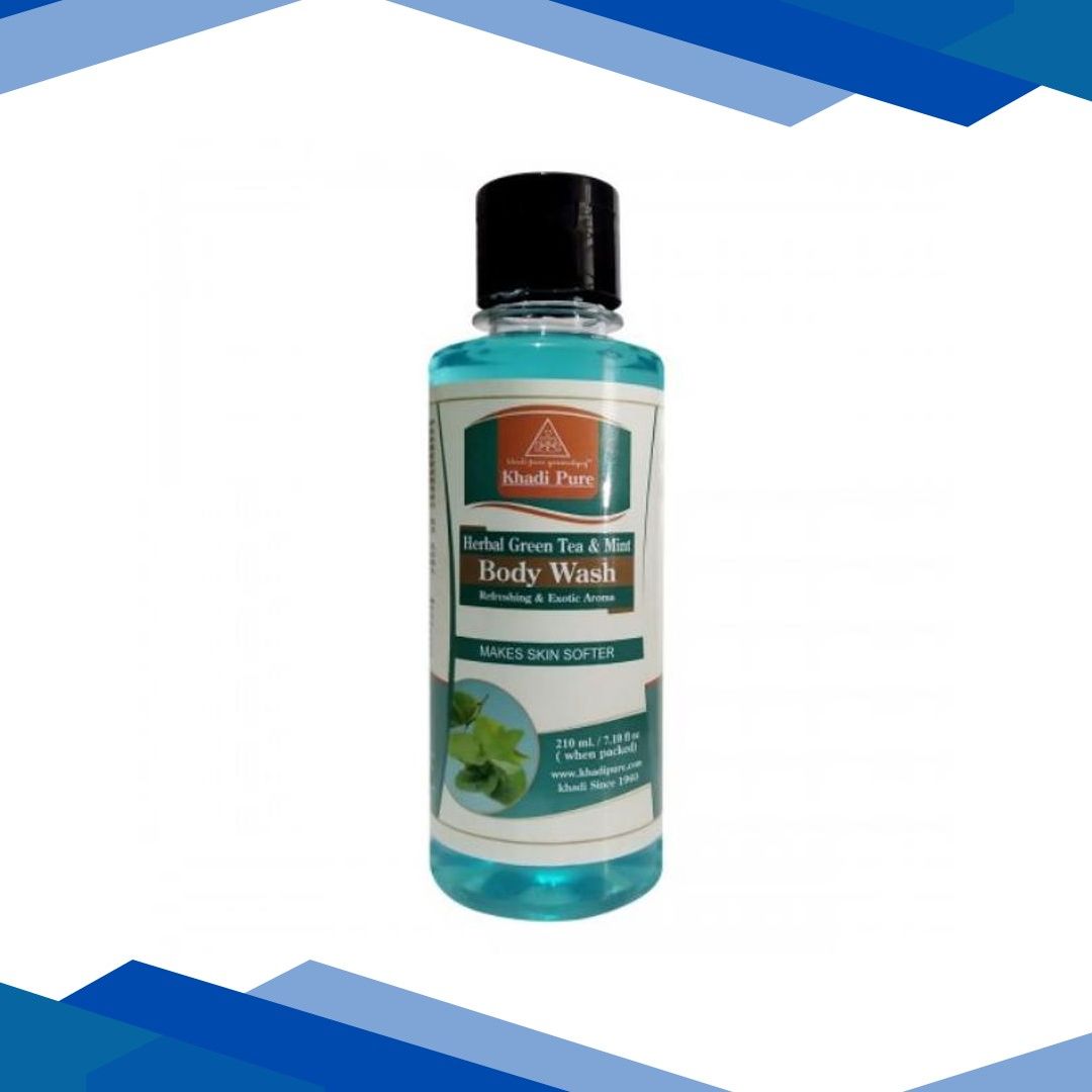 Khadi Pure Herbal Body Wash – Green Tea & Mint 210 ml