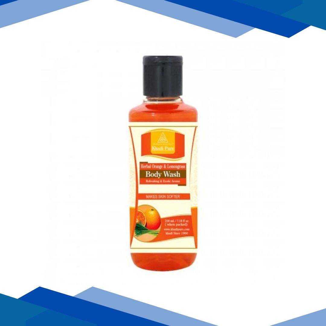 Khadi Pure Herbal Body Wash – Orange & Lemongrass 210 ml