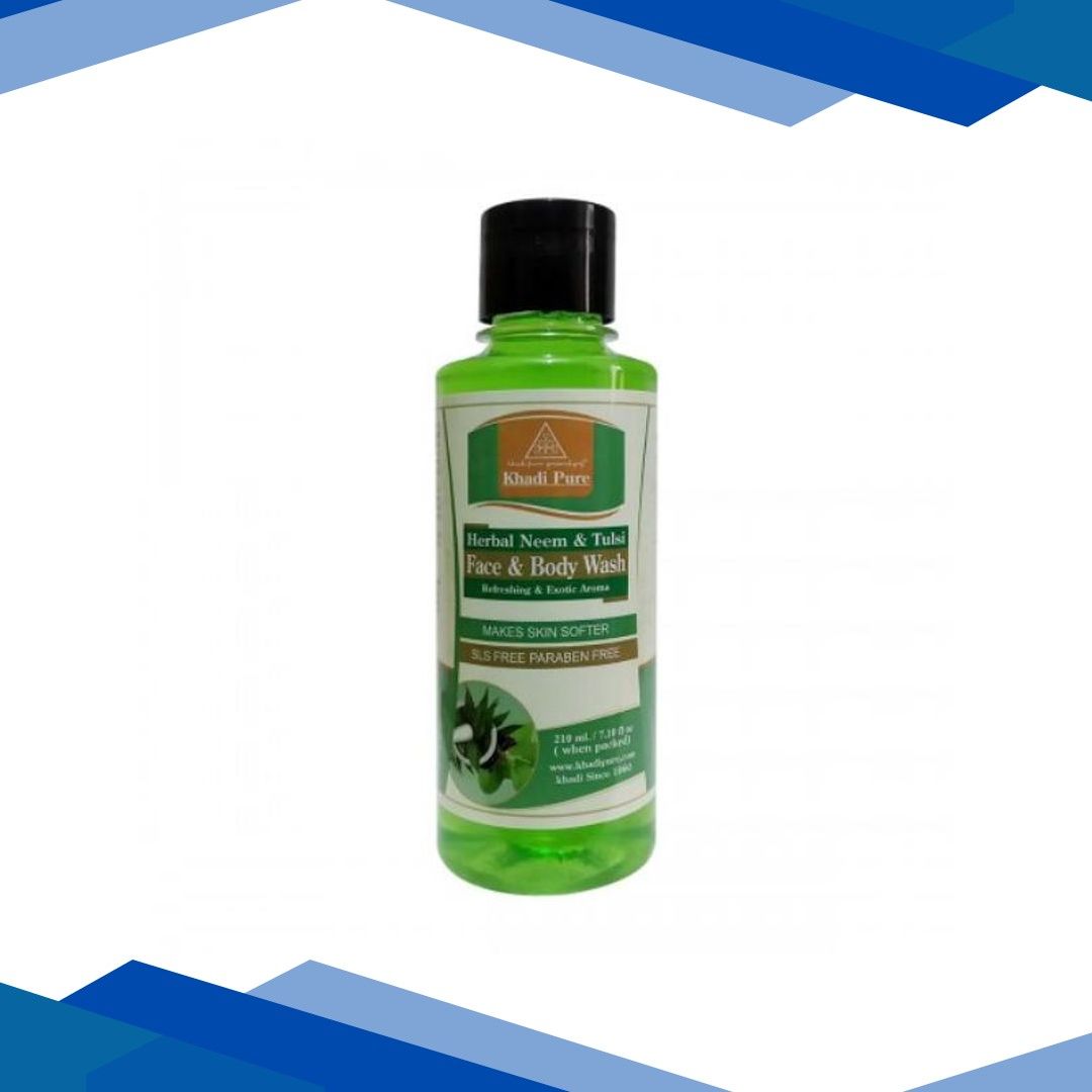 Khadi Pure Herbal SLS Paraben Free Body Wash – Neem & Tulsi 210 ml