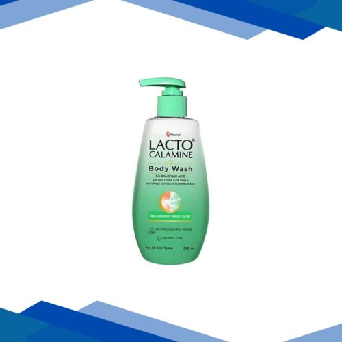 Lacto Calamine 1% Salicylic Acid Body Wash Cica, Aloe Vera, Natural Scrubbing Bead for Body Acne 250 ml