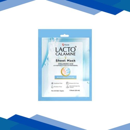 Lacto Calamine Hyaluronic Acid Face Sheet Mask Instant Hydration Glycolic Acid and D-Panthenol 30 gm