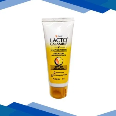 Lacto Calamine Sunscreen Kaolin Clay with Lemon Extracts SPF 50 PA+++ UVA/UVB for Oily Skin 50gm