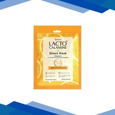 Lacto Calamine Vitamin C Face Sheet Mask Instant Hydration Glycolic Acid and D-Panthenol 30 gm