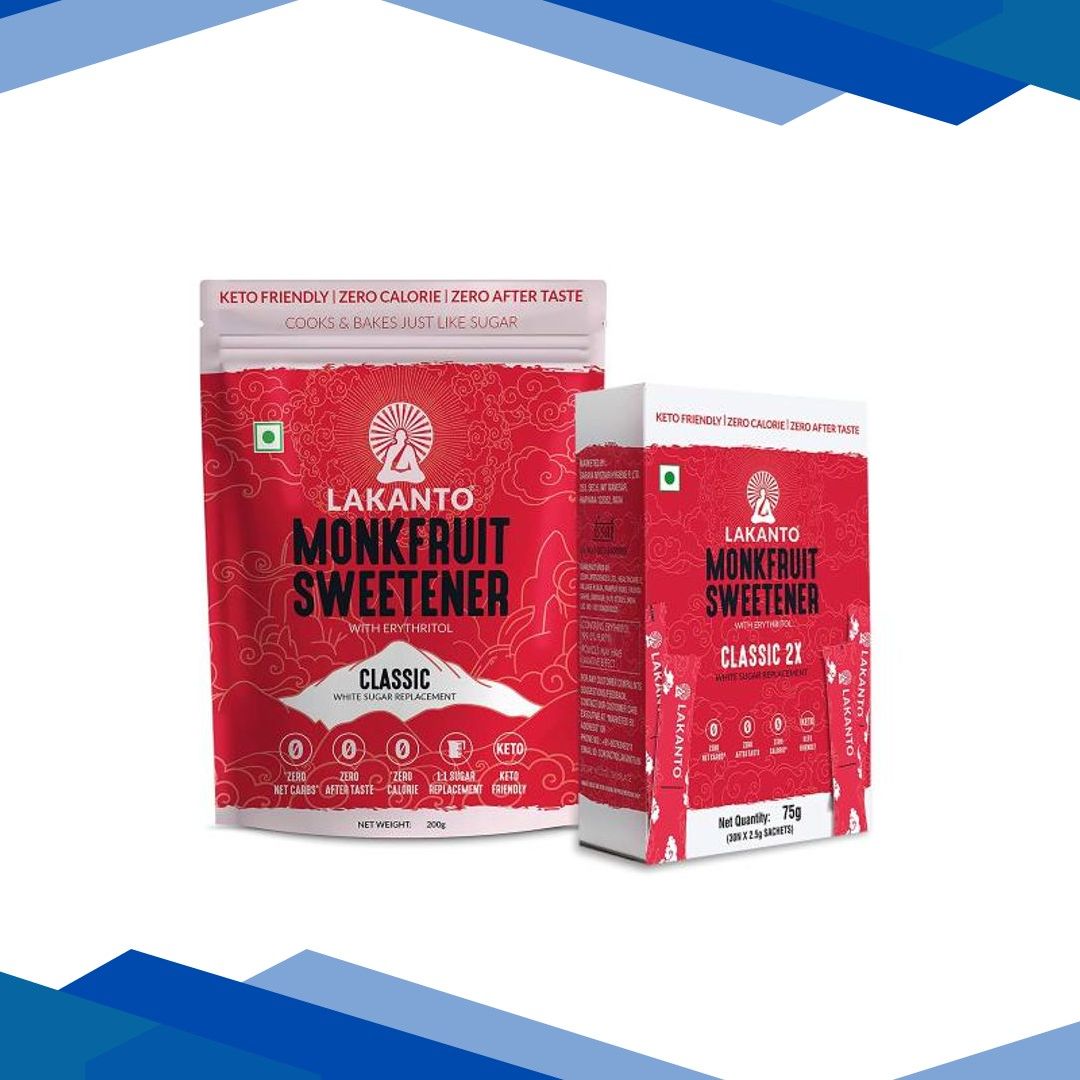 Lakanto Monkfruit Sweetener (Combo Pack Of Classic 2X (30’s X 2.5 g) + Classic 200 g) 1’s